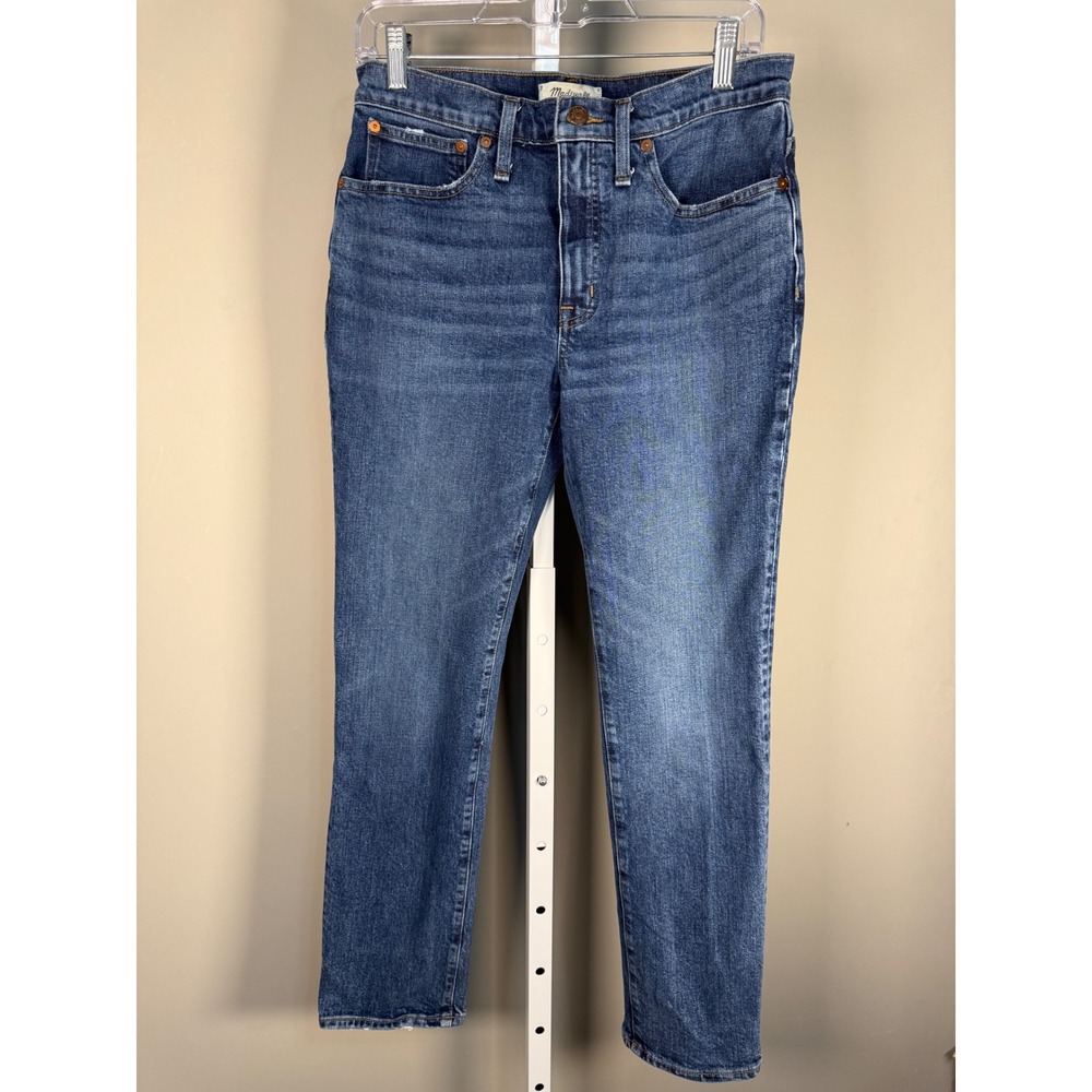 Madewell Boy Straight Jeans Size 27 High Rise Medium Wash Cropped Denim - Picture 2 of 6